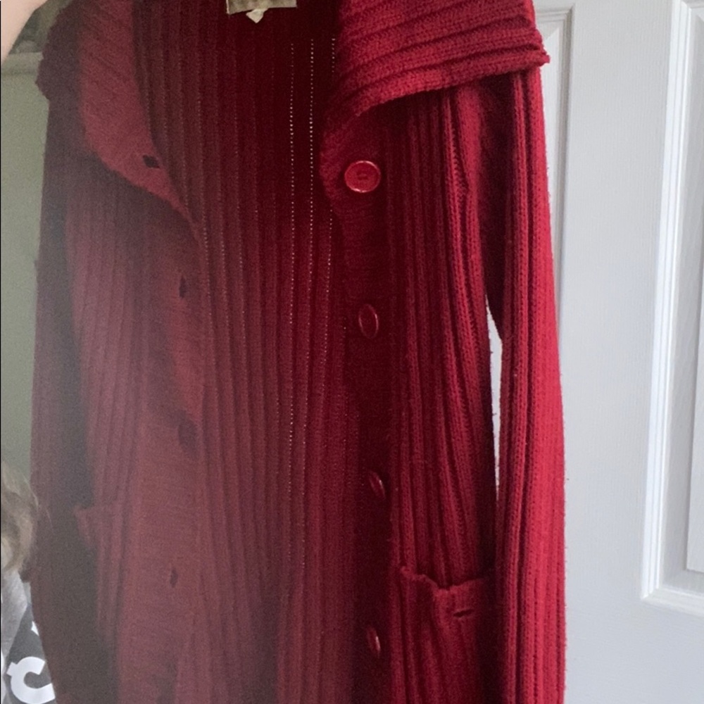 Red wool cardigan